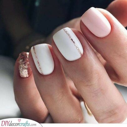 White Nails With Designs Short