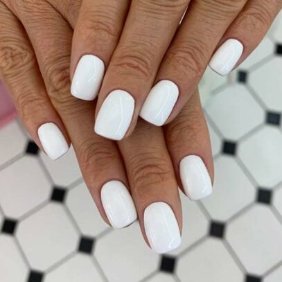 White Nails With Designs Short