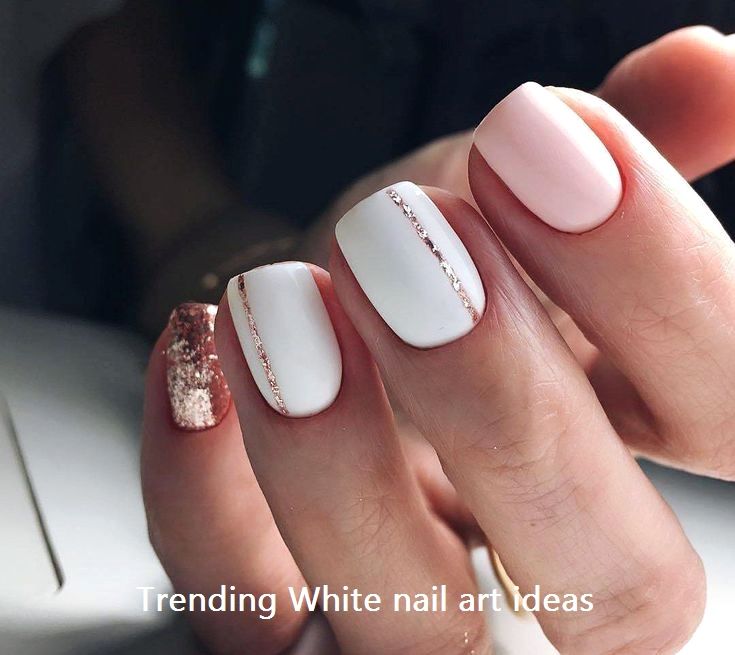 White Nails With Designs Simple
