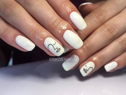 White Nails With Designs Simple