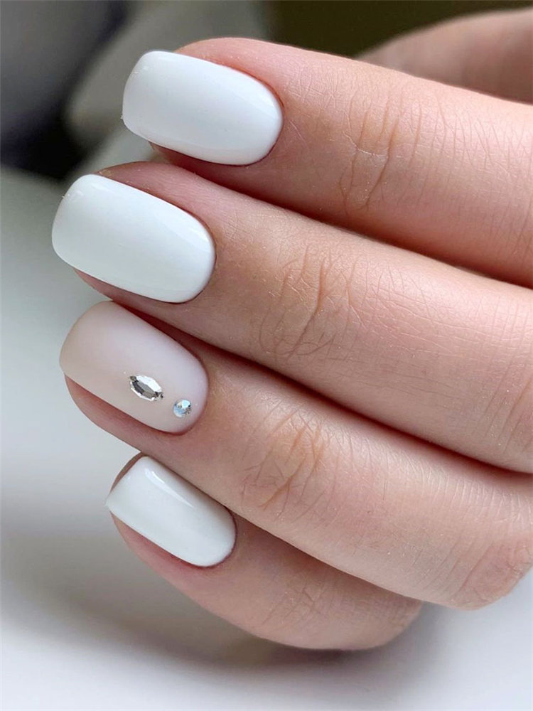 White Nails With Designs Simple