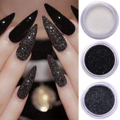 White Nails With Glitter