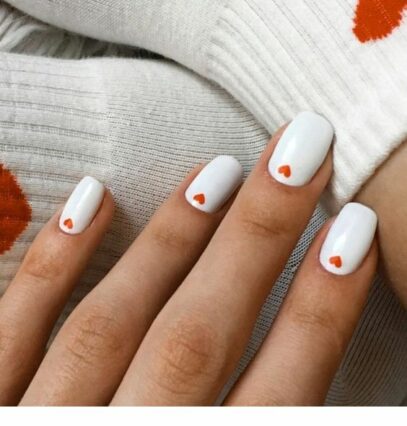 White Nails With Heart
