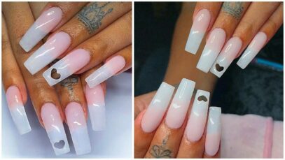 White Nails With Heart