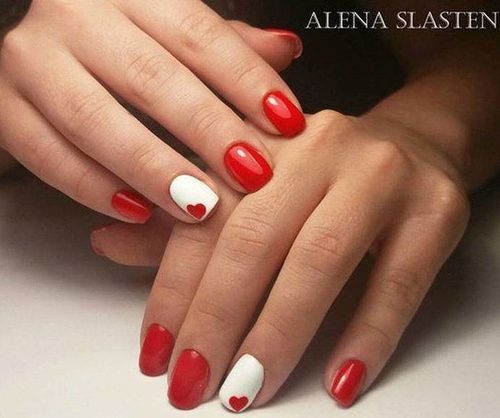 White Nails With Heart