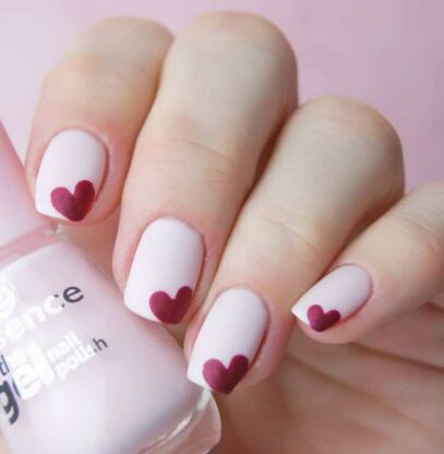 White Nails With Red Heart