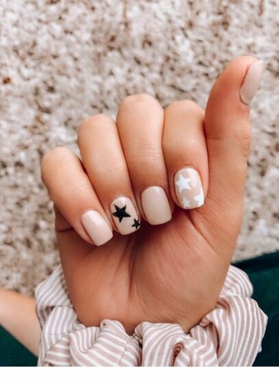 White Nails With Stars