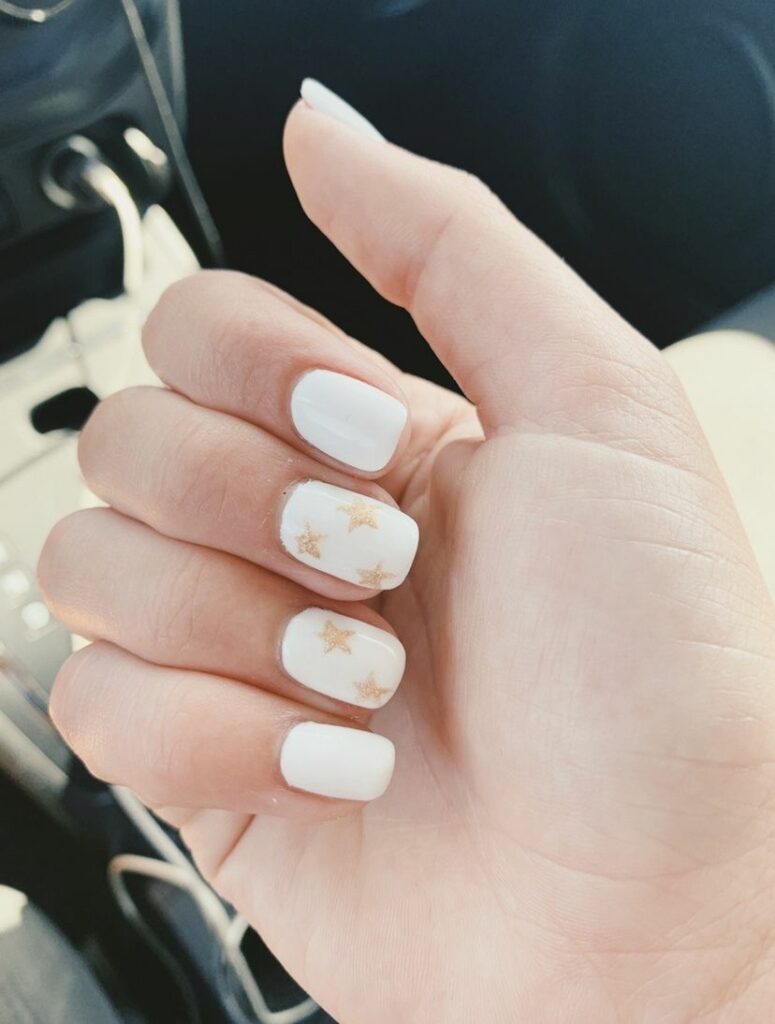 White Nails With Stars