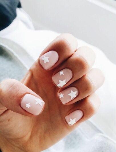 White Nails With Stars