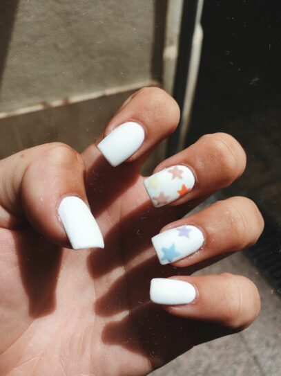 White Nails With Stars