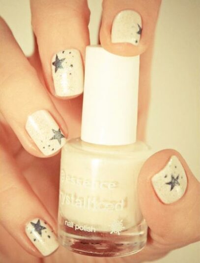White Nails With Stars
