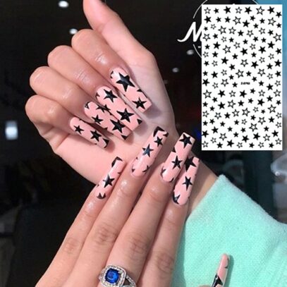 White Nails With Stars