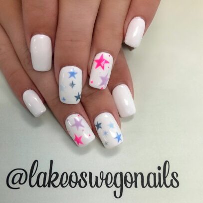 White Nails With Stars