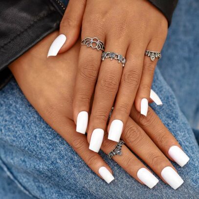 White Prom Nails