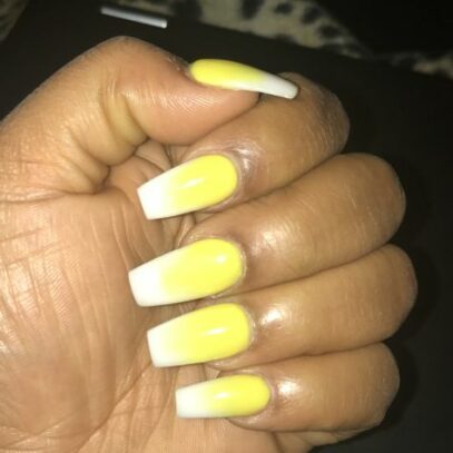 Yellow And White Nails