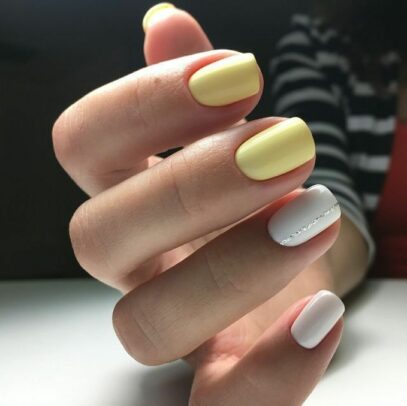 Yellow And White Nails