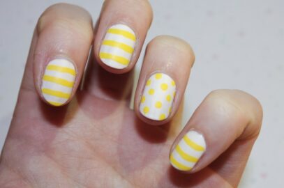 Yellow And White Nails