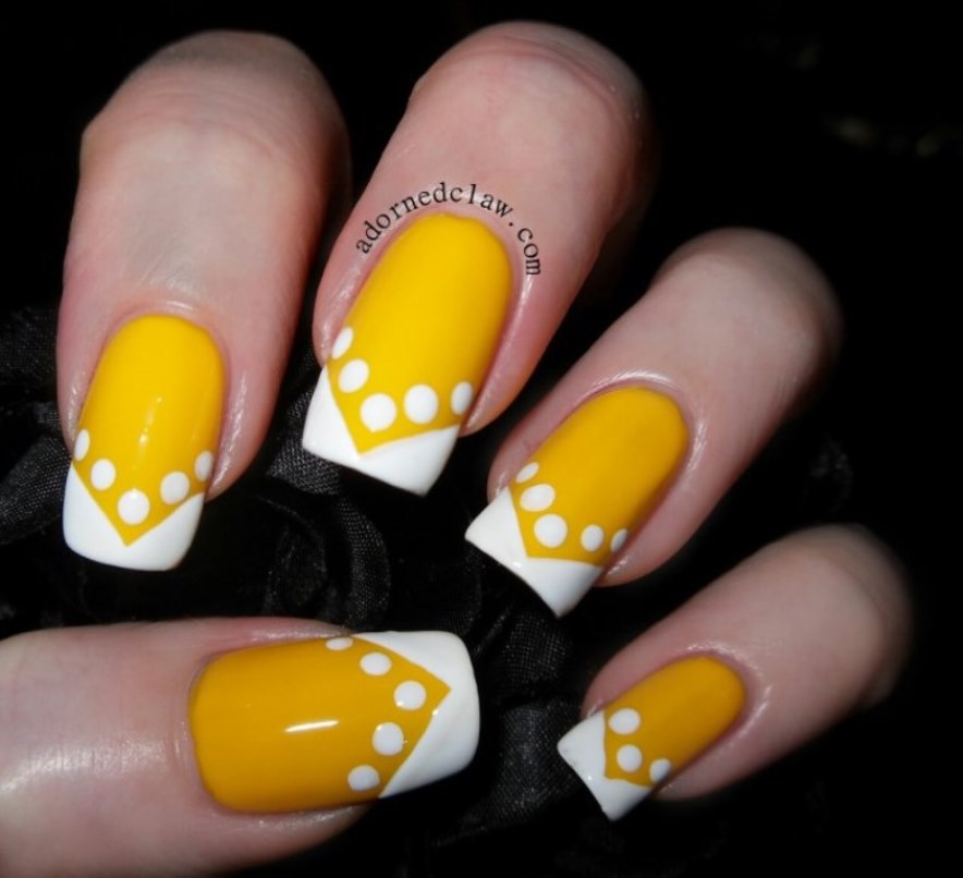 Yellow And White Nails
