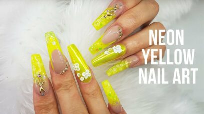 Yellow Glitter Nails