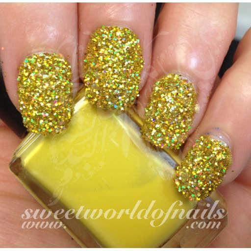 Yellow Glitter Nails