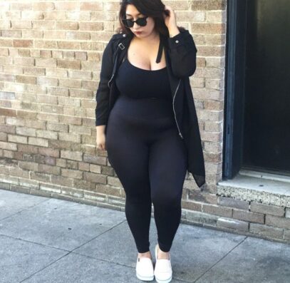 all black plus size outfit