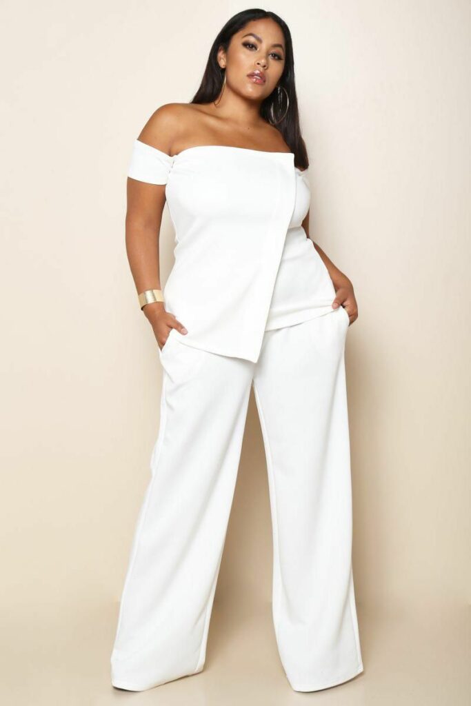 all white plus size outfit
