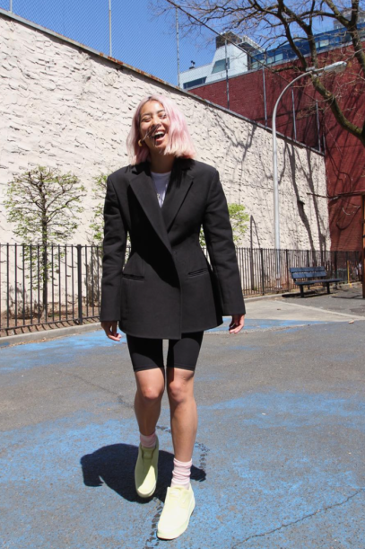 biker shorts street style