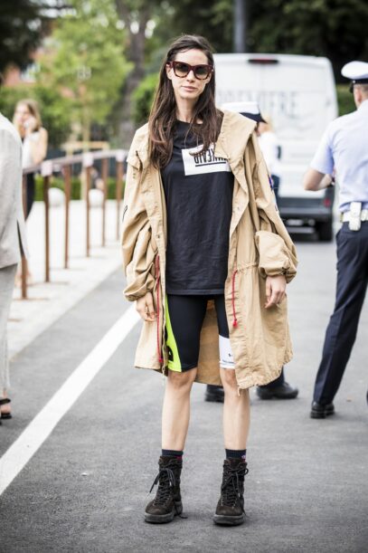 biker shorts street style