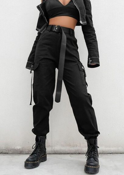 black cargo pants outfit street style