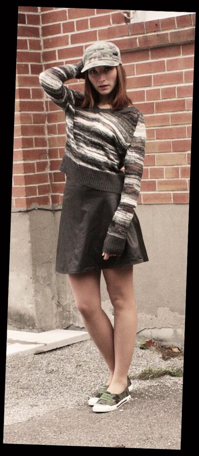 black leather skirt outfit