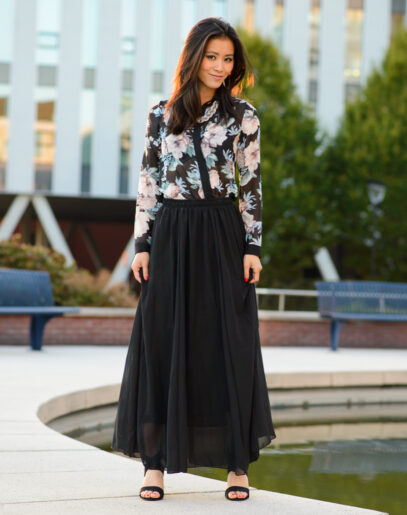 black maxi skirt outfit