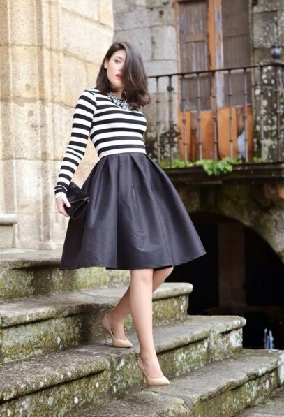 black midi skirt outfit