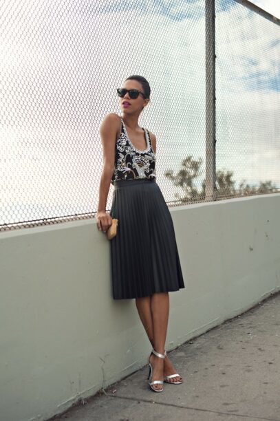 black midi skirt outfit