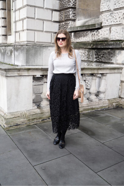 black midi skirt outfit