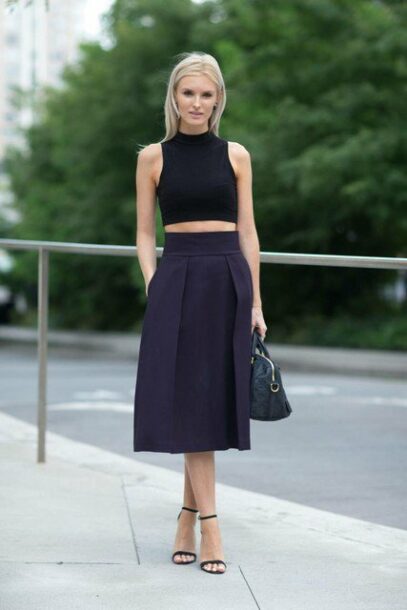 black midi skirt outfit