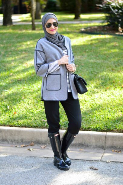 black outfit hijab street fashion
