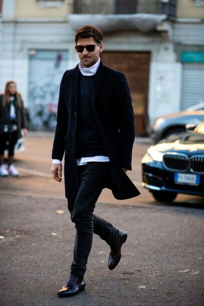 black outfit men street fashion