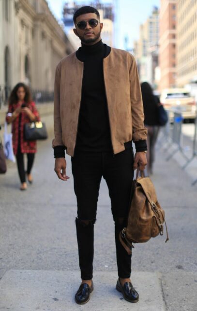 black outfit men street fashion