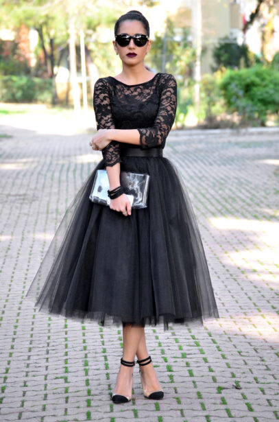 black tulle skirt outfit