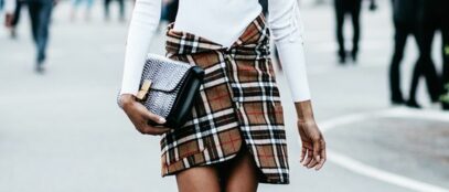 blue plaid skirt outfit
