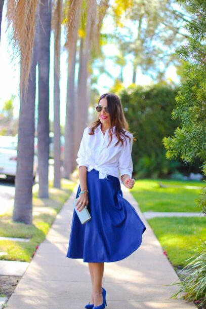 blue skirt outfit