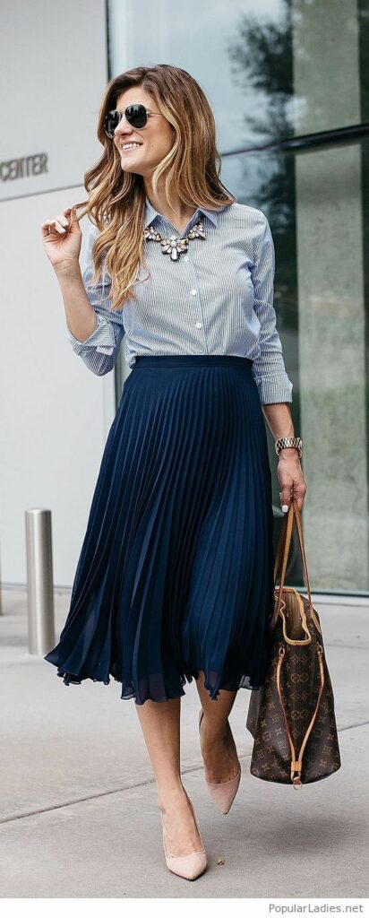blue skirt outfit