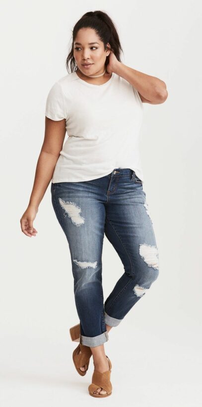 boyfriend jeans plus size outfit