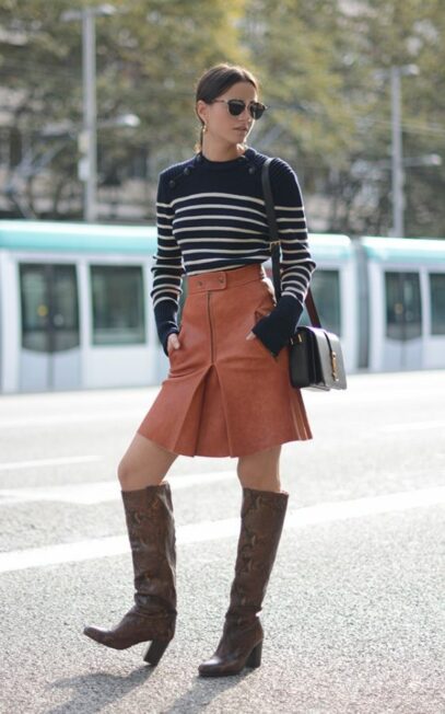 brown skirt outfit