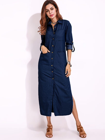 button down denim dress