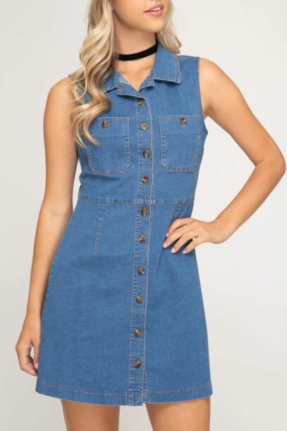 button down denim dress