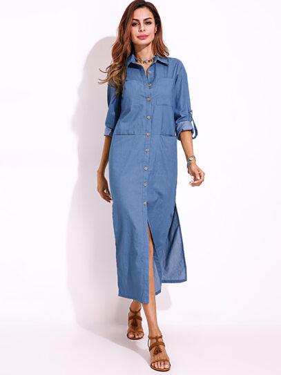 button down denim dress