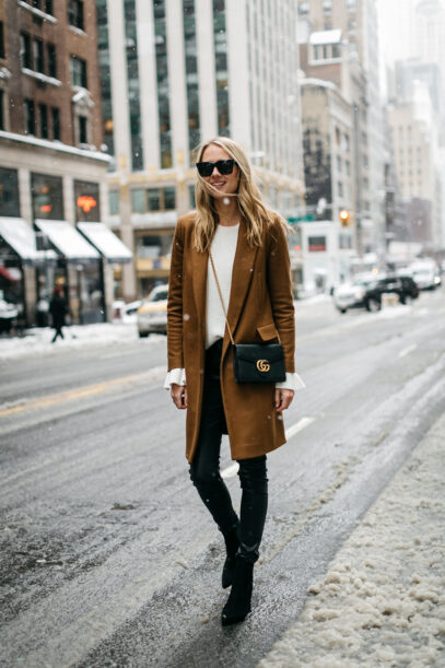 camel coat outfit winter style street fashion