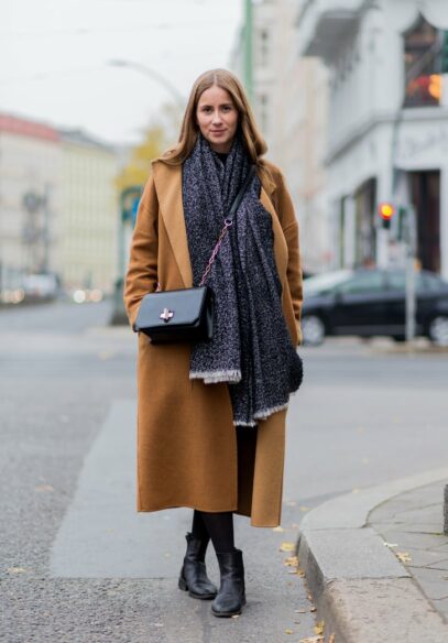 camel coat outfit winter style street fashion