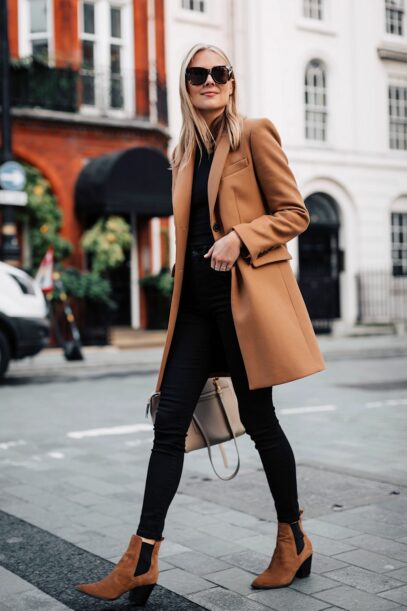 camel coat outfit winter style street fashion